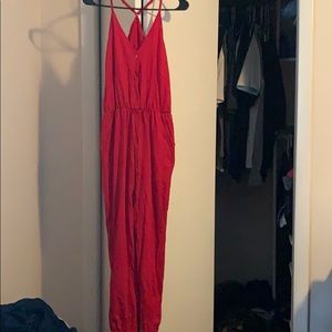 Red pant romper